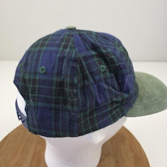 Vintage Mickey Mouse Hat Cap Snap Back Green Blue Plaid Suede Brim Mens 90s - Picture 5 of 11